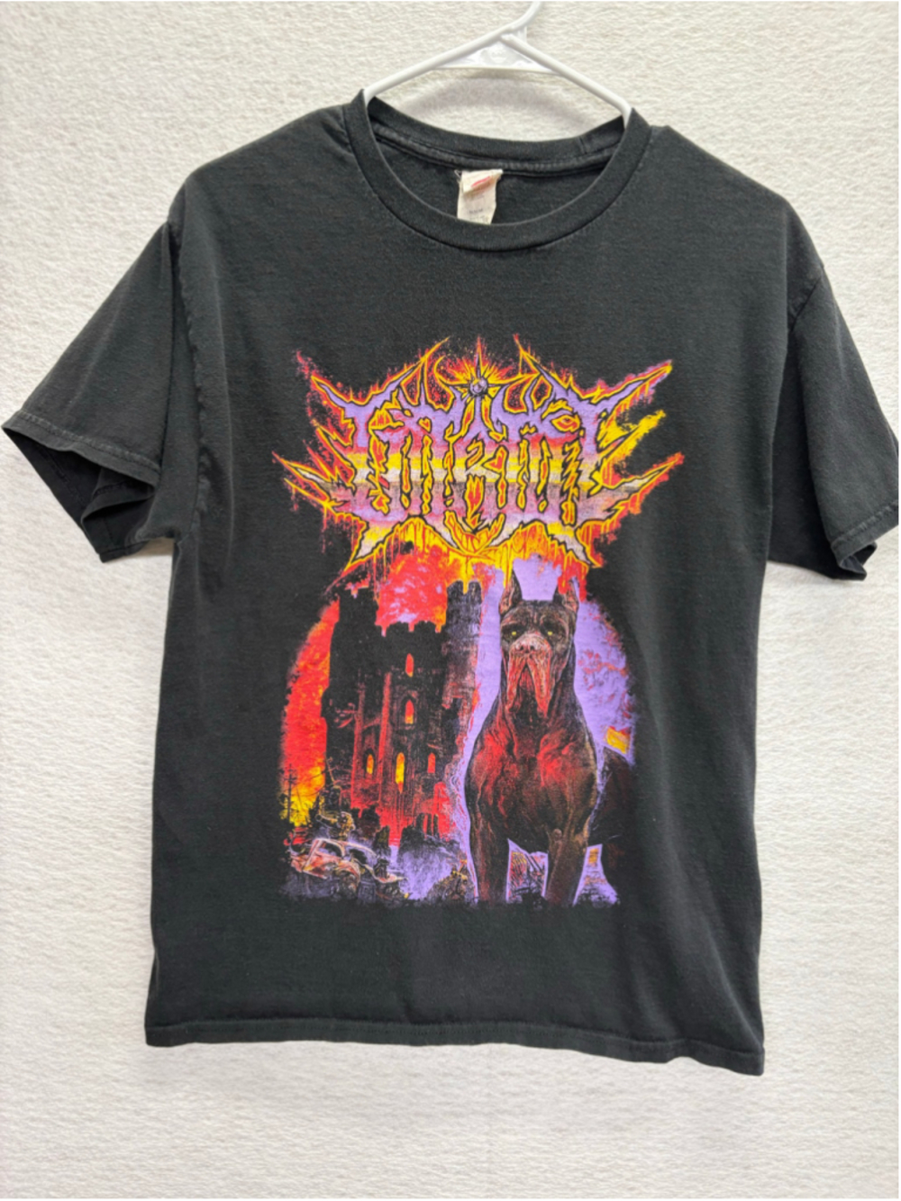 Vitriol Death Metal Band Shirt Men’s M Doberman Castle Graphic Tee
